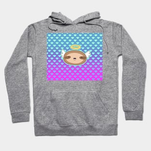 Angel Face Sloth - Ombre Hearts Pattern Hoodie